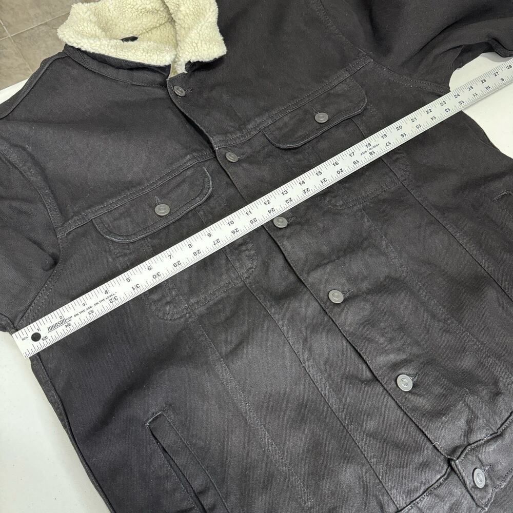 ASOS Womens Jean Jacket 2XL Black Faux Fur Sherpa Lined Denim Trucker Barn Coat - Picture 5 of 16